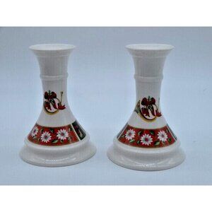 Charlton Hall Kobe Taper Candle Holder Set Christmas Porcelain Holiday Japan